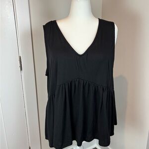 Lane Bryant Black V-Neck Tank Top